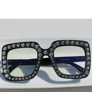 Black rhinestone oversized glasses glam bling
